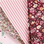 Patchworkstof - roze - 4 st