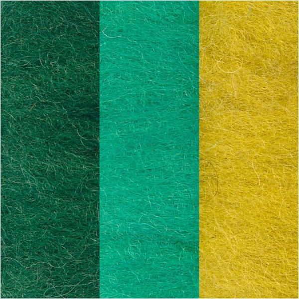 Gekaarde wol - groen/turkoois harmonie - 3 x 10 gr Gekaarde wol - groen/turkoois harmonie - 3 x 10 gr