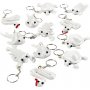 Textielfiguren met sleutelhanger - wit - 4 x 3 st