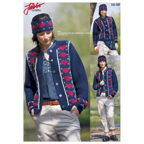 Breipatroon - Boerderij romantisch vest met hartjespatroon + hoofdband