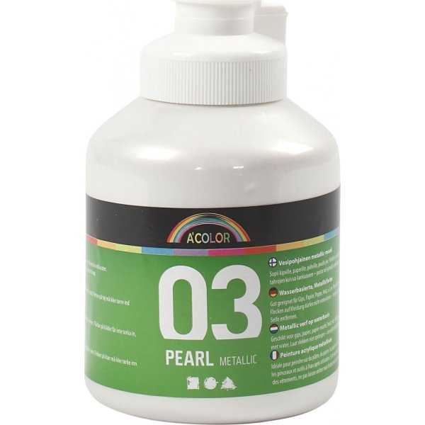 Schoolverf Acryl - Metallic - wit - 500 ml