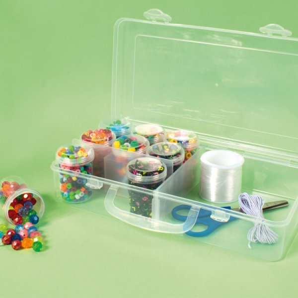 Opbergdoos 26 x 13 x 6 cm, 2 vakken met 9 ronde potten Opbergdoos 26 x 13 x 6 cm, 2 vakken met 9 ronde potten