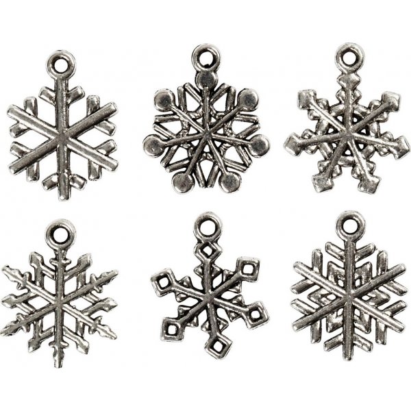 Bedels - sneeuwvlokken - antiek zilver - 18 st