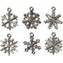 Bedels - sneeuwvlokken - antiek zilver - 18 st