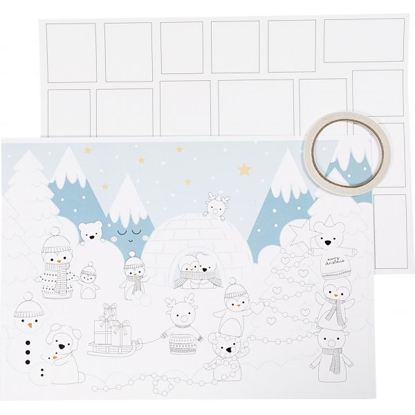 Kartonnen kerstkalender - wit - 3 st Kartonnen kerstkalender - wit - 3 st