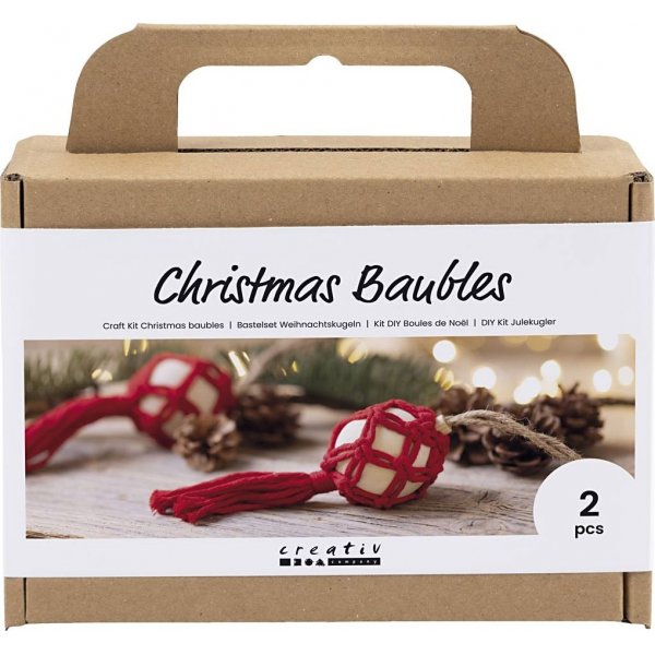 DIY Kit Kerstboomballen - Kerstrood - Macrame