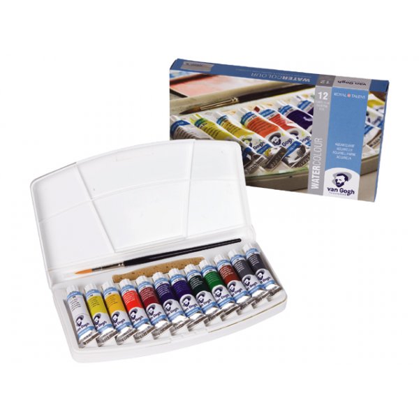 Van Gogh aquarelset in plastic doosje (set van 12 kleuren - tubes van 10 ml)