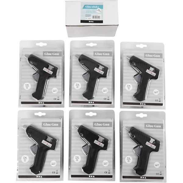 Lijmpistolen met lijm -130 °C - Lage temperatuur - Set van 6 pistolen en 200 lijmpatronen Lijmpistolen met lijm -130 °C - Lage temperatuur - Set van 6 pistolen en 200 lijmpatronen
