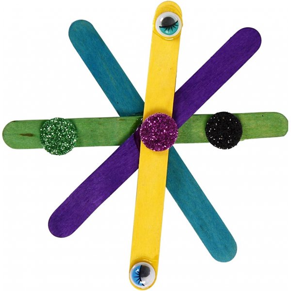 Glitter en houten stokjes - gemengde kleuren