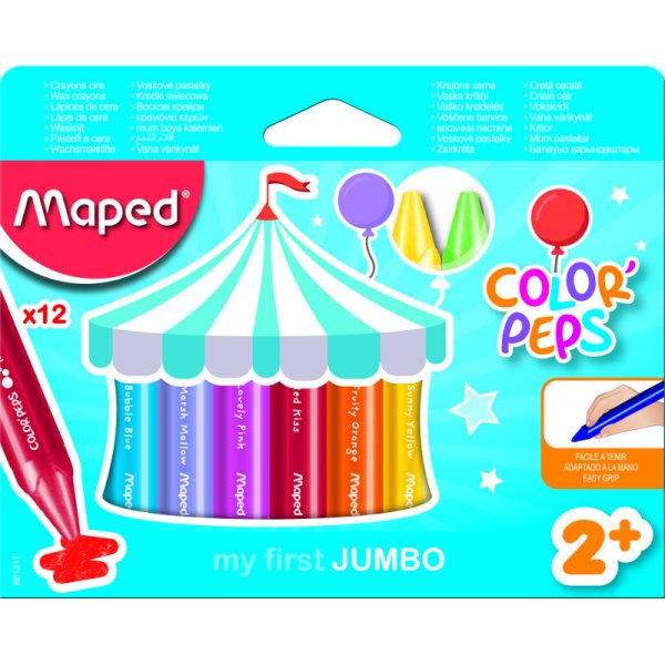 Krijtkwast - Maped - Color'Peps 12 waskrijtjes Maxi