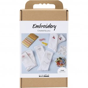 DIY-pakket voor het borduren van witte sokken (3 paar) DIY-pakket voor het borduren van witte sokken (3 paar)