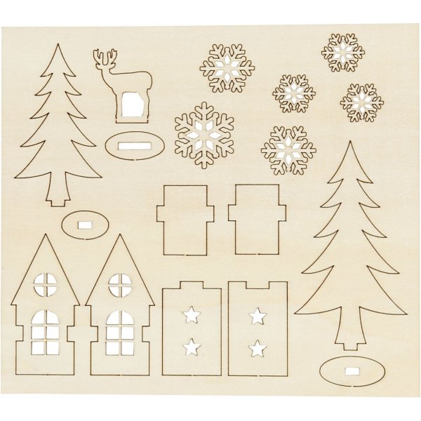 Doe-het-zelf houten figuren - huizen - hout - herten Doe-het-zelf houten figuren - huizen - hout - herten