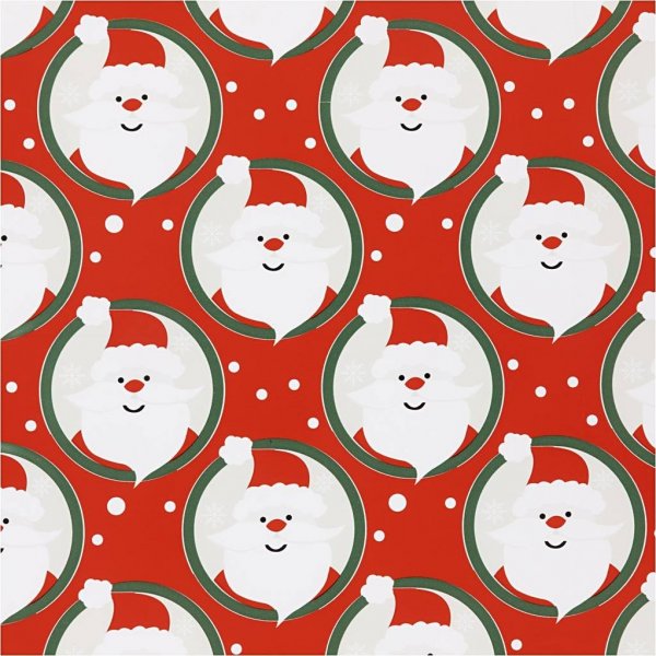 Cadeaupapier - rood - Kerstman - 5 meter