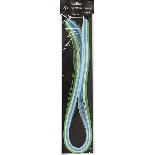 Quilling strips - blauw - groen - limoengroen - turkoois - 100 st Quilling strips - blauw - groen - limoengroen - turkoois - 100 st