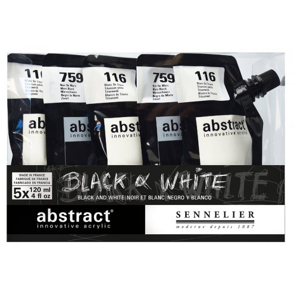 Acrylverfset Sennelier Abstract - Zwart&Wit set 5 x 120ml