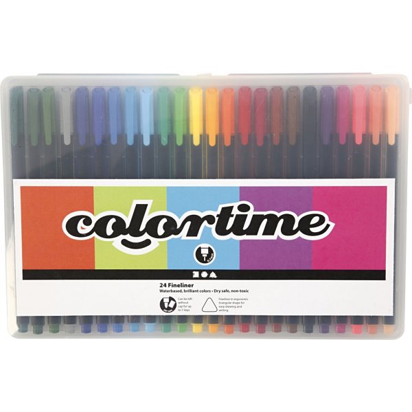 Colortime Fineliner Marker - gemengde kleuren - 24 st Colortime Fineliner Marker - gemengde kleuren - 24 st