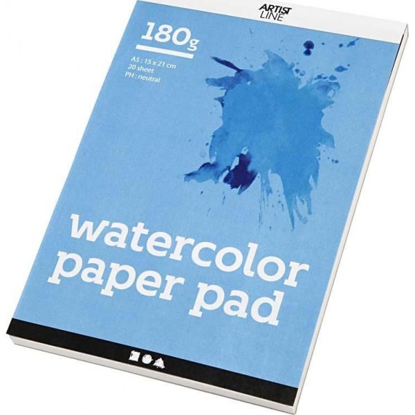 Aquarelblok - wit - A5 - 180 gr - 20 vellen