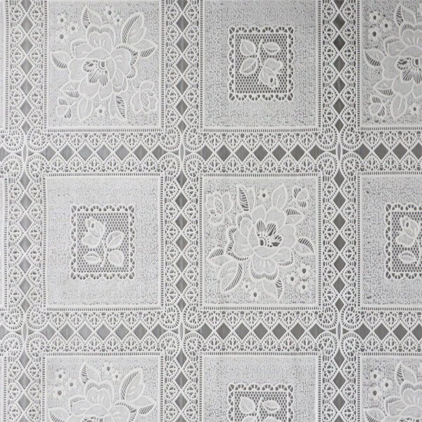 Waxdoek PVC Lace - Geruit wit