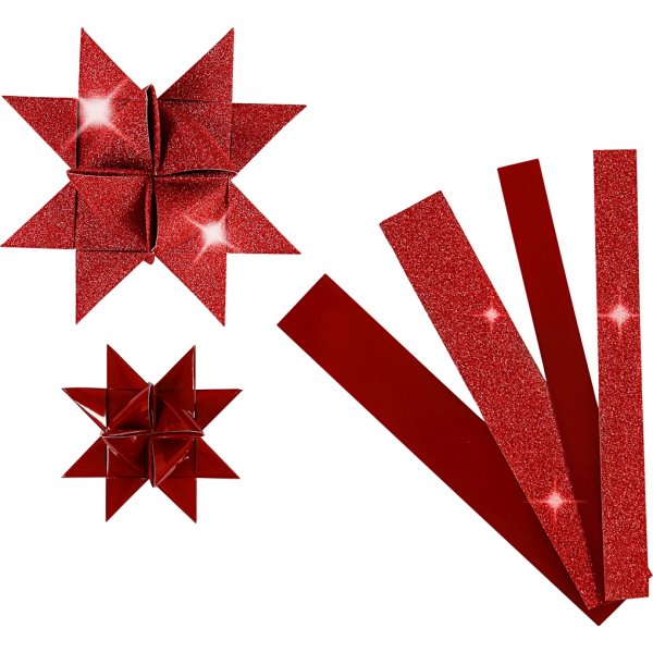 Sterrenstroken - rood - glitter, lak - 6,5+11,5 cm - 40 stroken
