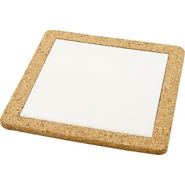 Onderzetters met kurkframe - wit - 10 st
