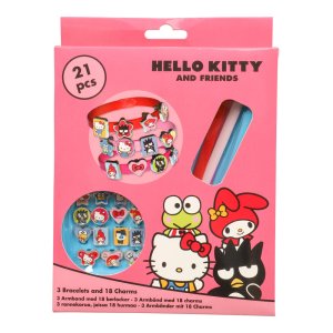 Hello Kitty armbandenset - 3 armbanden met 18 bedeltjes Hello Kitty armbandenset - 3 armbanden met 18 bedeltjes