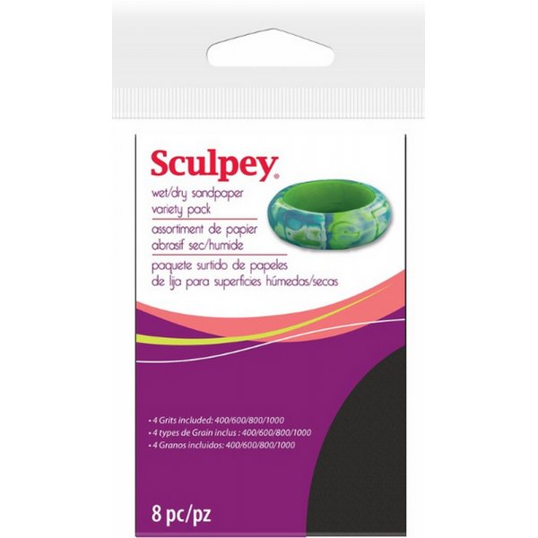Sculpey nat/droog schuurpapier - 8 stuks