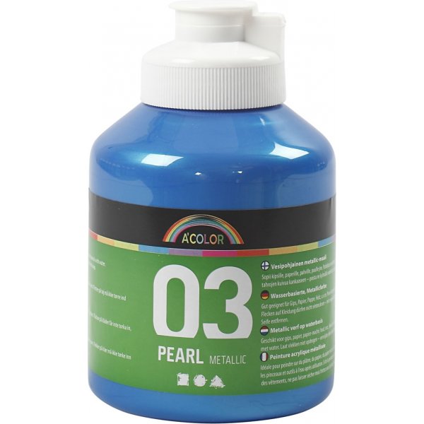 Schoolverf Acryl - Metallic - blauw - metallic - 500 ml