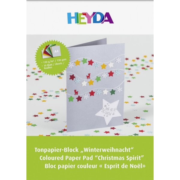 Blok met gekleurd papier A4 130 g - 10 pagina\\\'s kerstkleuren