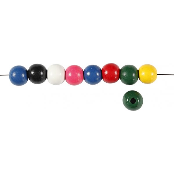 Houten kralen - rond - gemengde kleuren - 22 gr Houten kralen - rond - gemengde kleuren - 22 gr