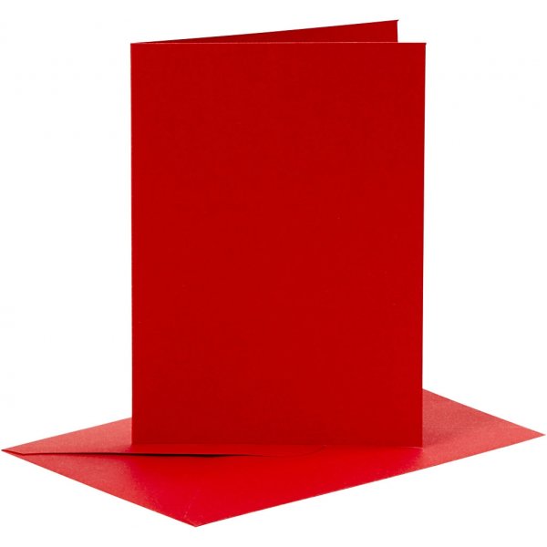 Kaarten en enveloppen - rood - 11,5 x 16,5 cm - 6 sets Kaarten en enveloppen - rood - 11,5 x 16,5 cm - 6 sets