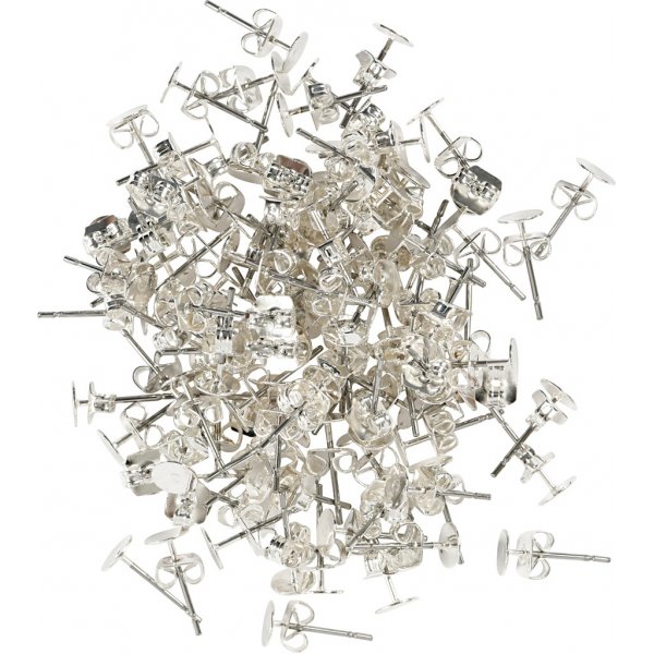 Oorstekers met plaatje - verzilverd - 100 st Oorstekers met plaatje - verzilverd - 100 st