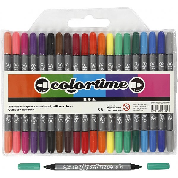 Colortime Dubbele marker - standaardkleuren - 20 st