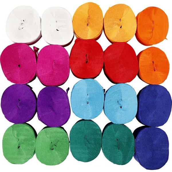 Rollen crpepapier - gemengde kleuren - 20 rollen