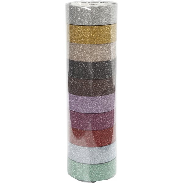 Glittertape/washite tape - gemengde kleuren - 10 x 6 m Glittertape/washite tape - gemengde kleuren - 10 x 6 m