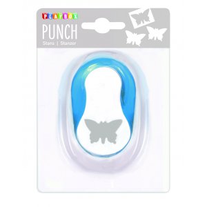 Punch vlinder 2,5 cm - Blauw/wit Punch vlinder 2,5 cm - Blauw/wit