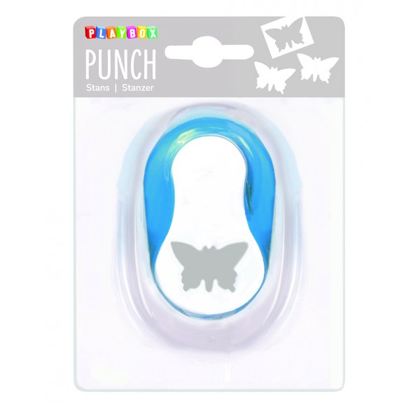 Punch vlinder 2,5 cm - Blauw/wit Punch vlinder 2,5 cm - Blauw/wit