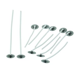 Platte, gewaxte lont 3x10 / 8 cm - 10 stuks met houder