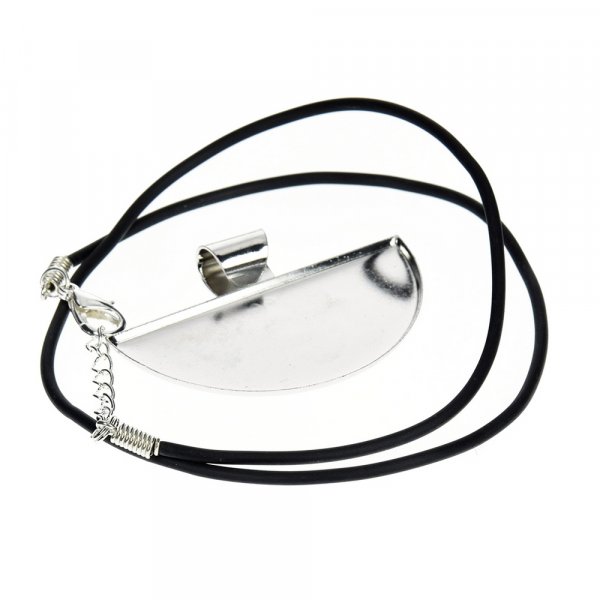 Hanger voor mozaek 50 x 25 mm - verzilverd halfrond, zwarte banden