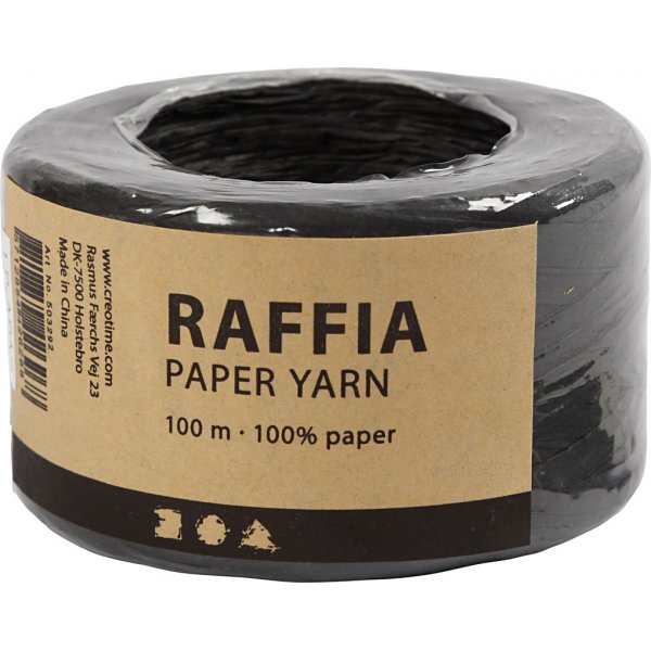 Raffia Papiergaren - zwart - 100 m Raffia Papiergaren - zwart - 100 m