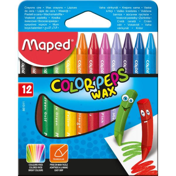 Krijtkwast - Maped - Color'Peps 12 waskrijtjes