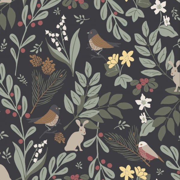 Forest textielwasdoek grafiet/multi