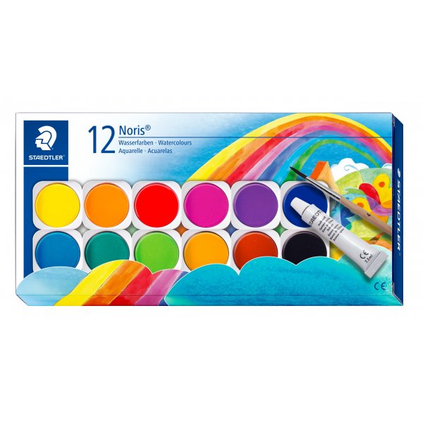 Verfdoos Noris Club met penseel - 12 kleuren