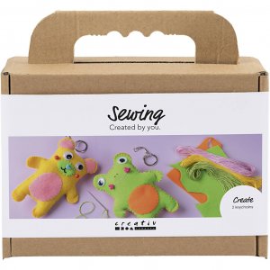 Mini DIY-set voor het naaien van sleutelhangers: kikker en teddybeer in verschillende kleuren (2 stuks). Mini DIY-set voor het naaien van sleutelhangers: kikker en teddybeer in verschillende kleuren (2 stuks).