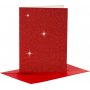 Kaarten en enveloppen - rood - glitter - 11,5 x 16,5 cm - 4 sets