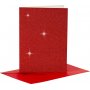 Kaarten en enveloppen - rood - glitter - 11,5 x 16,5 cm - 4 sets