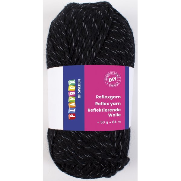 Reflecterend garen 50 g zwart