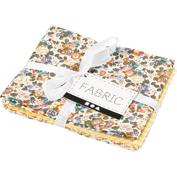 Patchworkstof - geel - 4 st