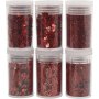 Glitter en pailletten - rood - 6 x 5 gr