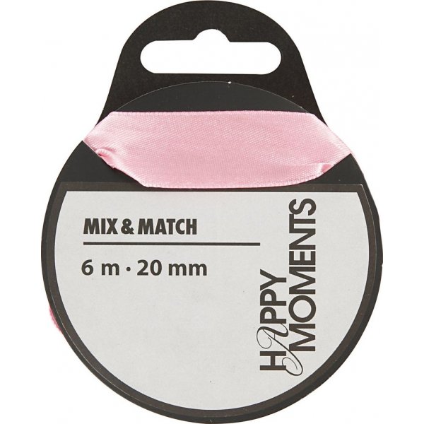 Satijnen lint - lichtrood - B20 mm - 6 m