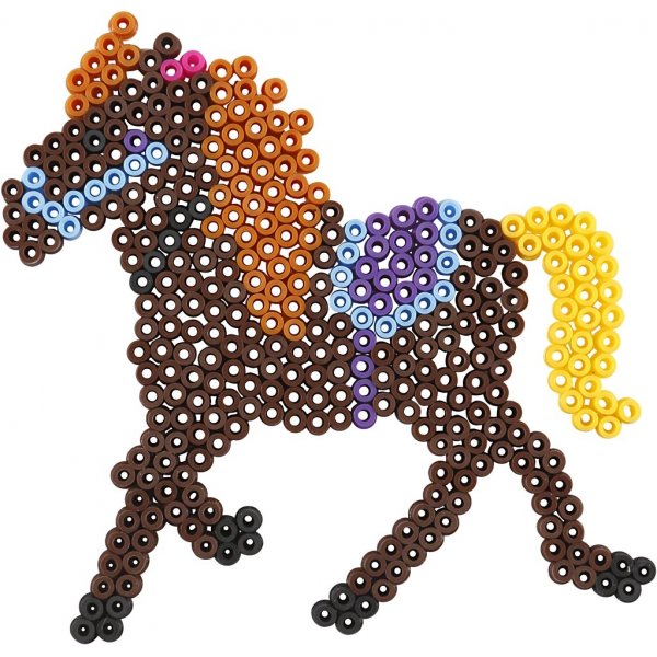 Parelbordjes - eend - olifant - giraffe - beer - paard en vis - 6 st Parelbordjes - eend - olifant - giraffe - beer - paard en vis - 6 st